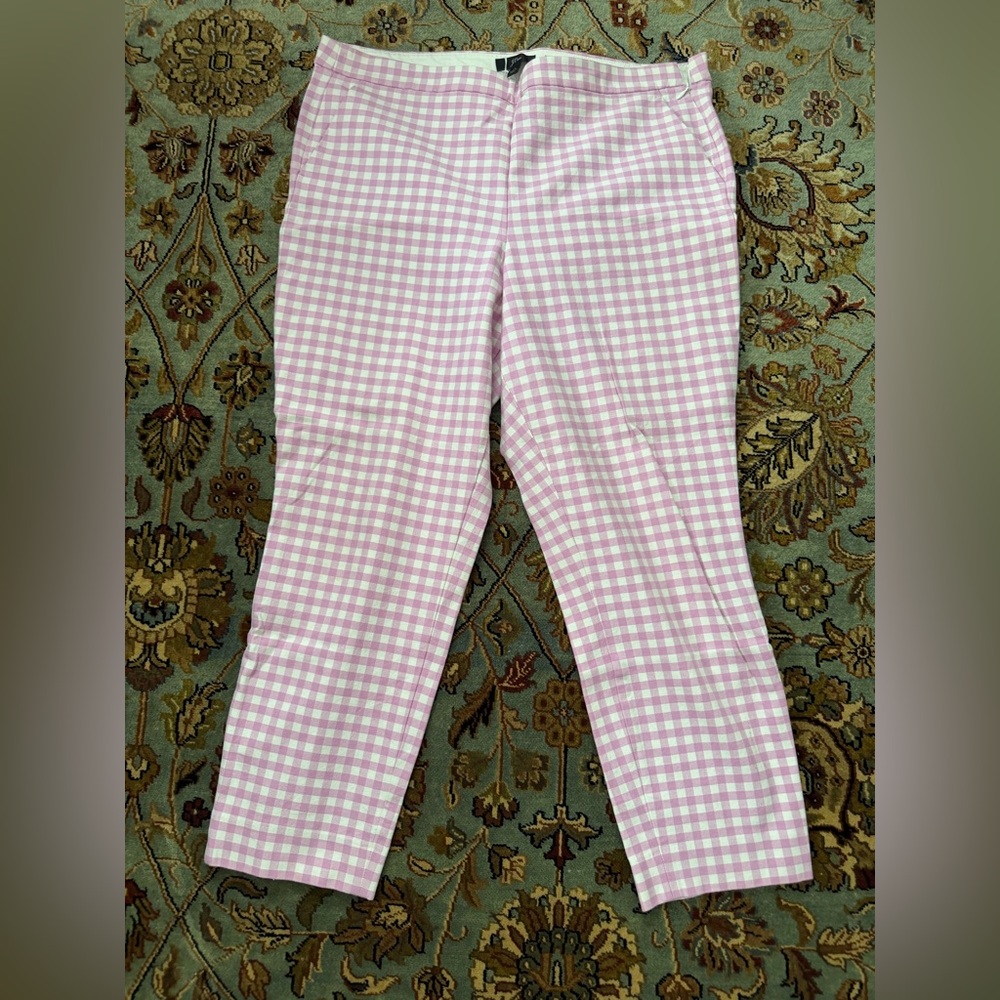 J. Crew Martie Pink Gingham Ankle Pants
